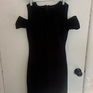 Bisou Bisou Black Textured Midi Dress